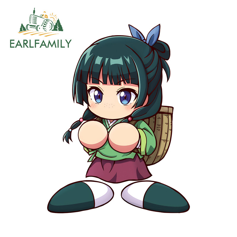 EARLFAMILY Maomao สติกเกอร์รถตลก Campervan กระจกหน้ารถกระดานโต้คลื่นกระเป๋าเดินทาง Scratch-Proof Dec