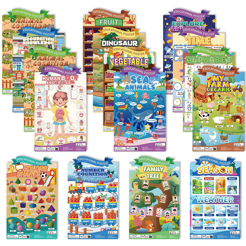 GeeToy 【รุ่นใหม่】สติกเกอร์ติดผนังการศึกษาชุด 16 ชิ้น รวมแผนภูมิการเรียนรู้ ตัวอักษรอังกฤษ ตัวเลข ของเล่นการศึกษาสำหรับเด็ก ราคา ถูกที่สุด ดีลบีเคเค แกลเลอรีภาพที่ 2