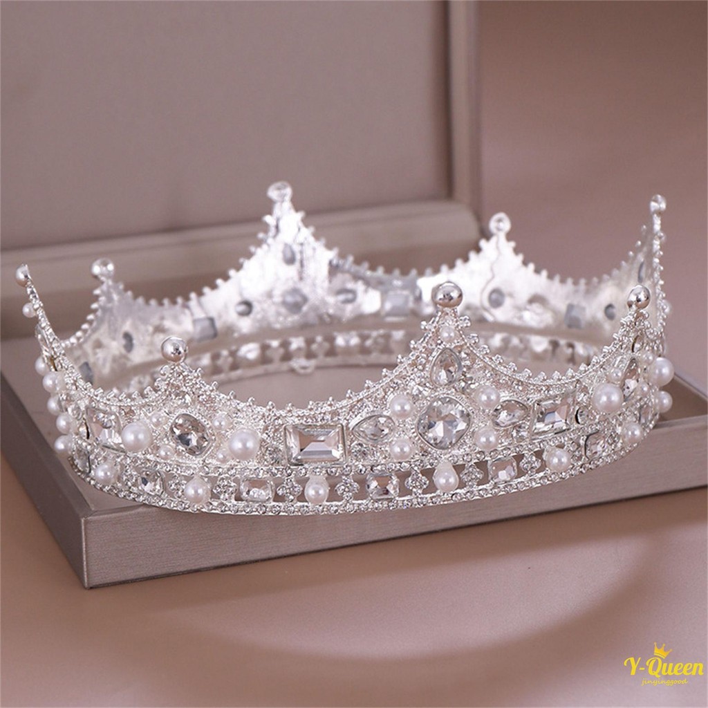 มงกุฎมุกสไตล์ศาลอุปกรณ์ผมบาร็อคสาว พลอยเทียม รูปที่ 4