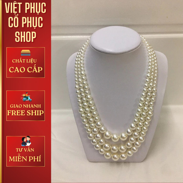 สร้อยคอมุกเทียม 3 ชั้นสําหรับสวมใส่ Modern Ao Dai, Viet Puc Ancient Shop