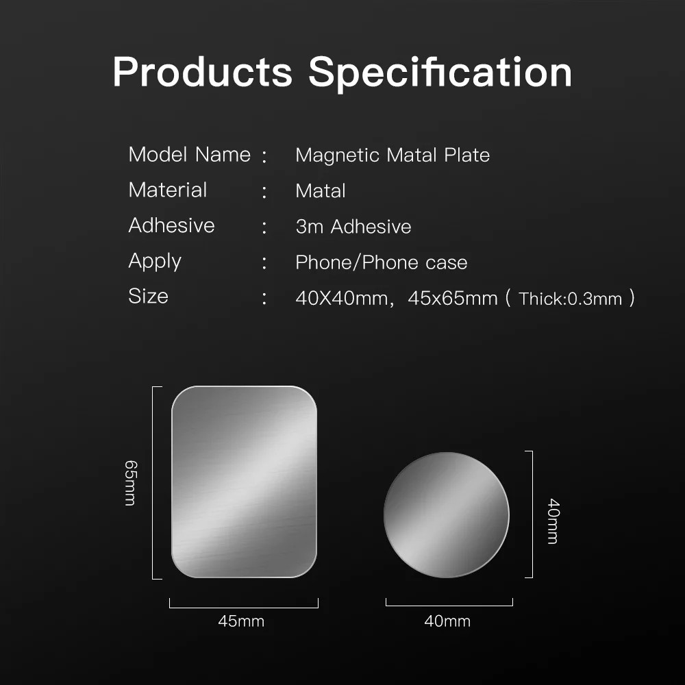 1/3/5 ชิ้น Ultra Thin แผ่นโลหะสําหรับรถแม่เหล็กที่วางโทรศัพท์แผ่นเหล็กสติกเกอร์ดิสก์แท็บเล็ตโต๊ะโทรศัพท์มือถือวงเล็บแม่เหล็กสติกเกอร์