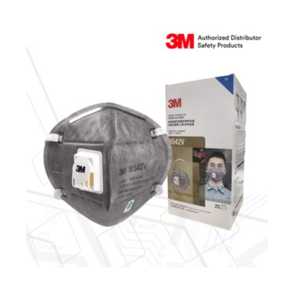 3M™ 9542V หน้ากากคาร์บอน แบบคาดศรีษะ มีวาล์ว มาตรฐาน P2, (1ชิ้น)
