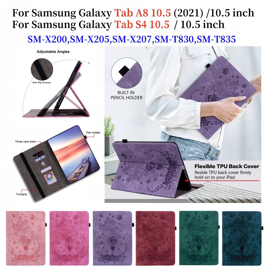 SAMSUNG สําหรับSamsung Galaxy Tab A8 s4 s4 10.5 2021 คุณภาพสูงหนังฝาครอบSM-X200,SM-X205,SM-X207 SM-T