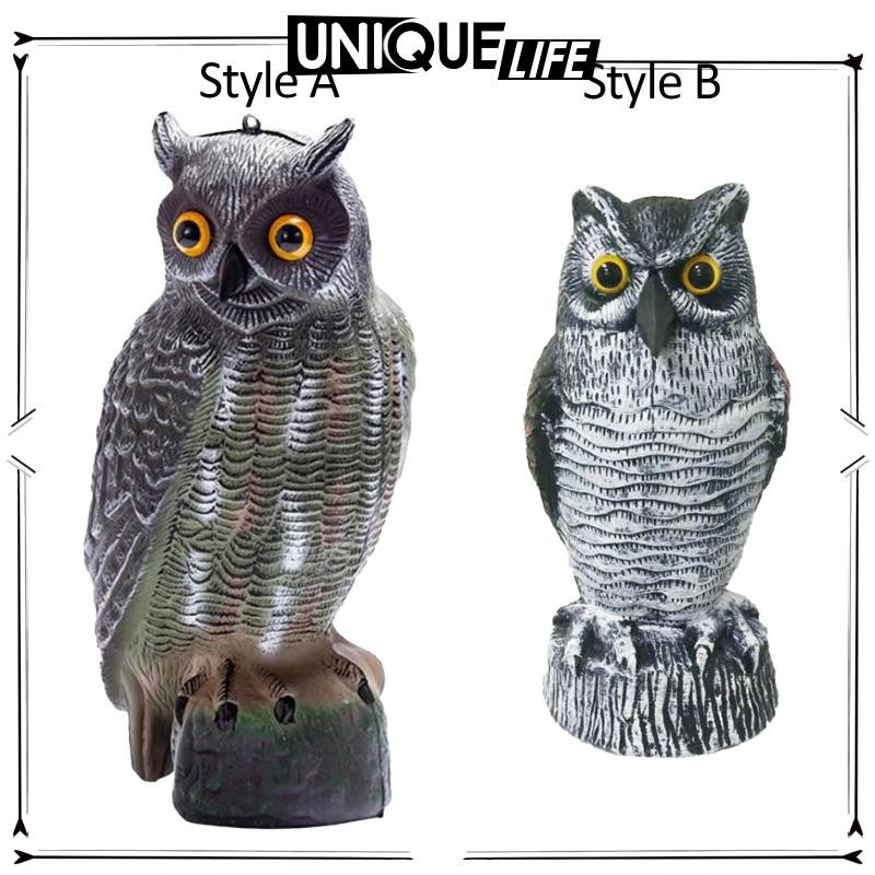 [Shiwaki4] Owl Decoy Scare นกฮูกที่สมจริง Decoy นกปลอมนกฮูก Decoy สําหรับนก หลังคาตกแต่งลานกลางแจ้ง