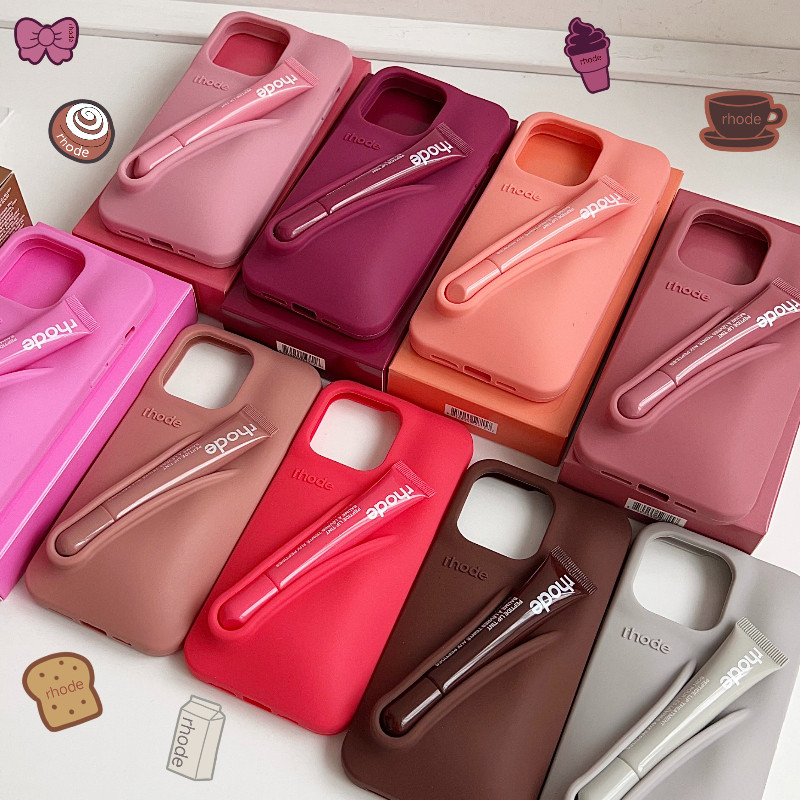 Rhode Casing Hailey Lipstick Holder With Lip Gloss Phone Case For iPhone 11 Pro Max 12 Pro Max 13 Pr