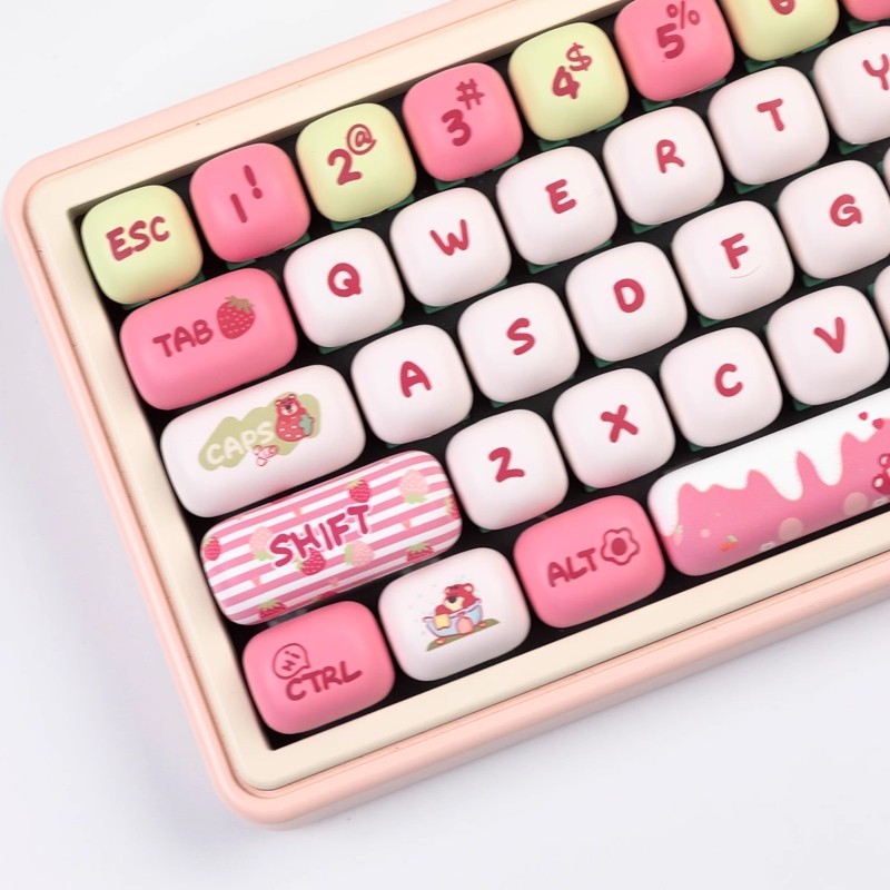 Keycapเท่านั้นPurberry Bear Keycap 140 คีย์MOGโปรไฟล์รอบน่ารักPBTระเหิดสําหรับCherry MX Switchคีย์บอ