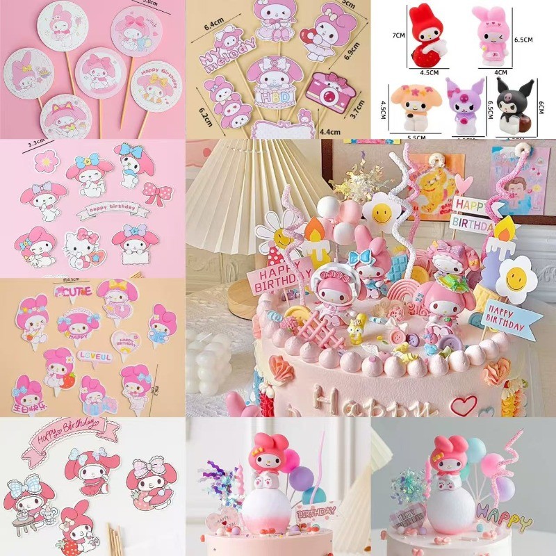 KT แมวตกแต่งเค้ก Melody เครื่องประดับสาว Fairy วันเกิดโต๊ะขนมเบเกอรี่ Plugin
