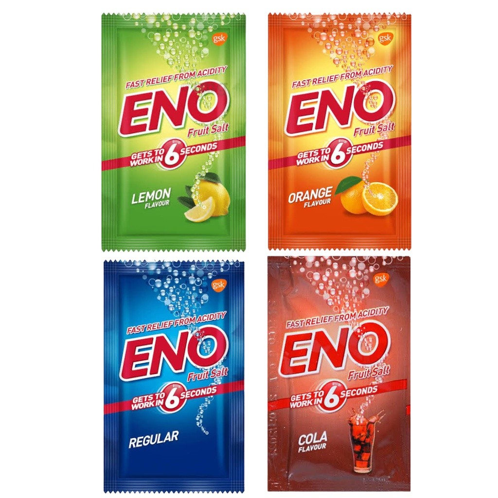 ENO Fruit Salt อีโน ฟรุต ซ้อลต์ รสส้ม รสมะนาว ลดกรด บรรเทาอาการ ท้องอืด ท้องเฟ้อ
