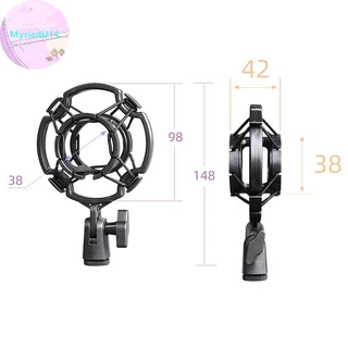 MyriadU Universal คอนเดนเซอร์ไมโครโฟน Mic Shock Mount Holder สตูดิโอการบันทึกสําหรับขนาดใหญ่ Diaphram Mic คลิปสีดํา TH