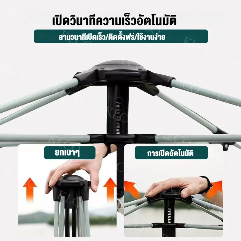 เต้นท์แคมป์ปิ้ง​4-5คน เต็นท์สนาม เต็นท์นอน พื้นที่ภายในกว้างขวาง กันฝน กันแดด และกันแมลง เต็นท์ออโต้ ระบายอากาศรอบทิศ thumbnail 5