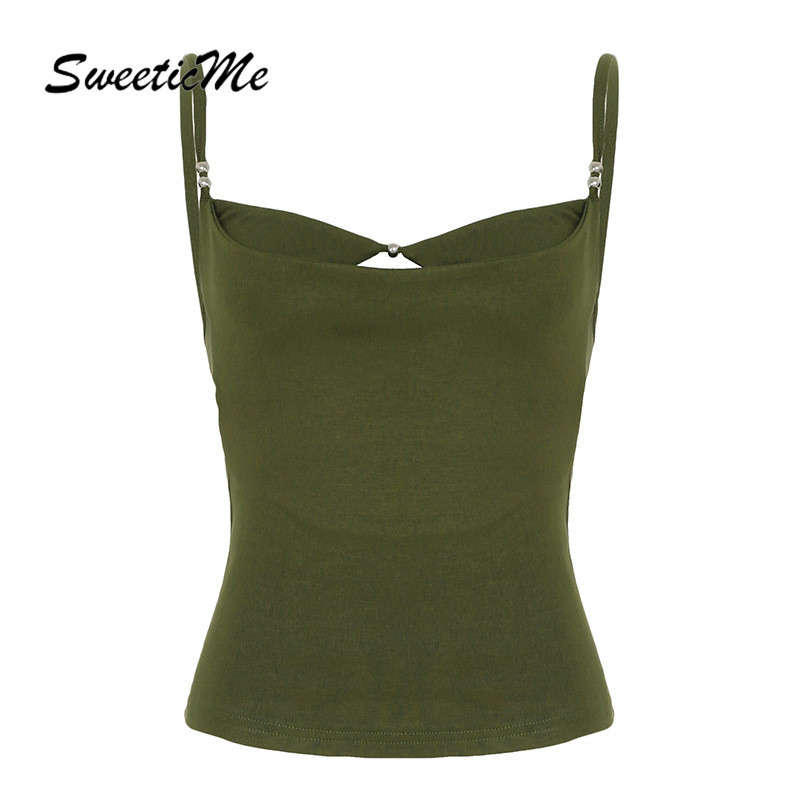 SweeticMe ผู้หญิง 2025 ใหม่แฟชั่นชายหาดวันหยุดเซ็กซี่ Hollow Strap เสื้อกล้าม Camisole