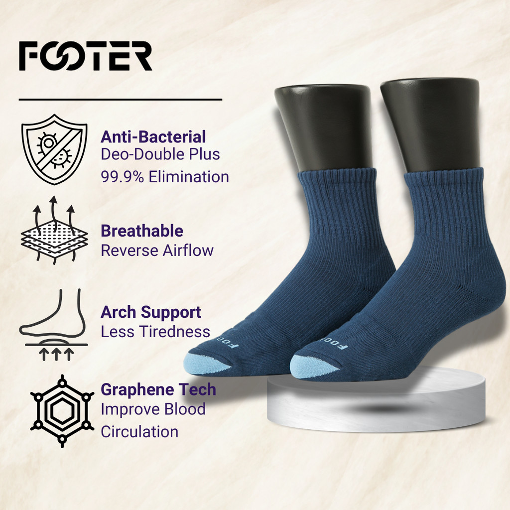 FOOTER ถุงเท้าเบาะป้องกันแบคทีเรียการบีบอัดแสง T98