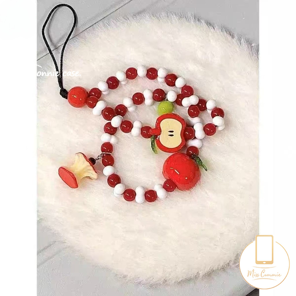 อินเทรนด์น่ารักการ์ตูนผลไม้สดแกนอุปกรณ์เสริมสากลเคสโทรศัพท์สร้อยข้อมือสีแดงประดับด้วยลูกปัดโบว์ปมพวงกุญแจตกแต่งแฟชั่นเชือกแขวนใ - รูปที่ 5