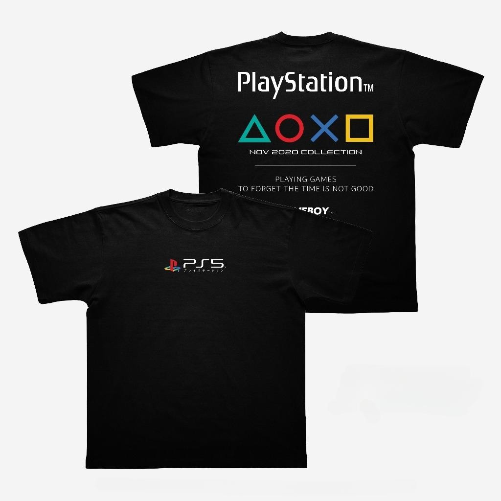 (จัดส่งตลอด 24 ชั่วโมง)เสื้อยืด Oversize เสื้อยืดผู้ชายลาย PS5 แนวสตรีท ลิขสิทธิ์ PlayStation สไตล์แฟชั่นเกาหลี – โปรปัง