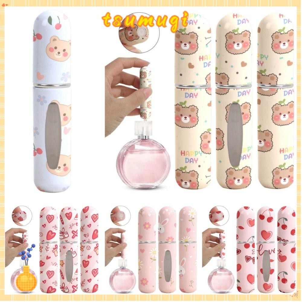 สึมุกิ มินิขวดน้ําหอม,สเปรย์เครื่องฉีดน้ําขวด5มิลลิลิตรสเปรย์หมุนขวด,น่ารักรีฟิลน้ํามันหอมระเหยแอลกอฮอล์ภาชนะเครื่องสําอางที่ว่างเปล่าท่องเท