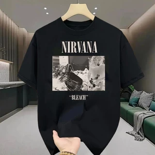 เสื้อยืดผู้ชายเท่ๆ คอกลม-แขนสั้น สกรีนลายวงดนตรีสุดฮิต เสื้อยืดสตรีทแฟชั่น วินเทจ เสื้อวงเมกาเท่ๆ nirvana โอเวอร์ไซส์