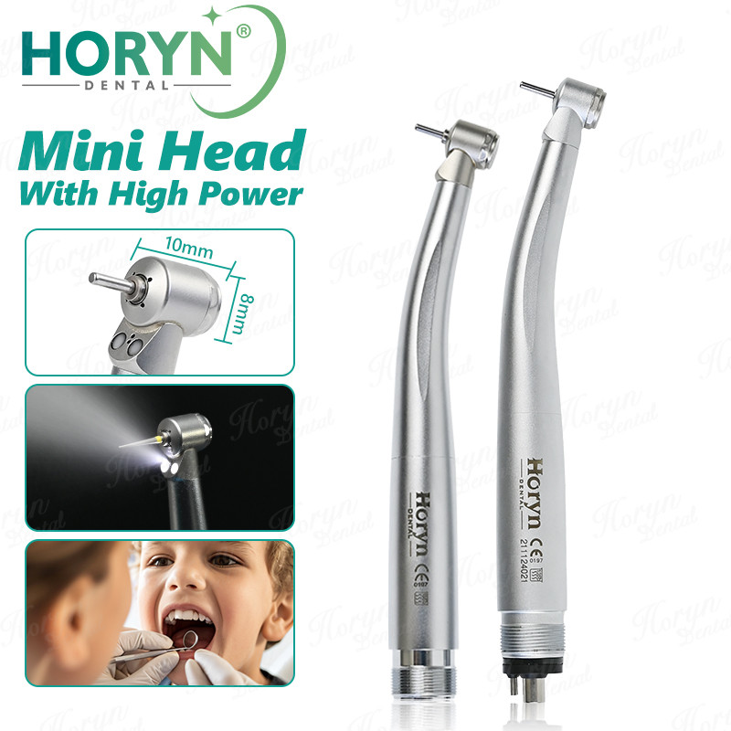 Horyn ทันตกรรมหัวเล็ก Double LED มินิหัว Handpiece ความเร็วสูงสําหรับทันตกรรม Lab เด็กมือชิ้นปุ่มกด