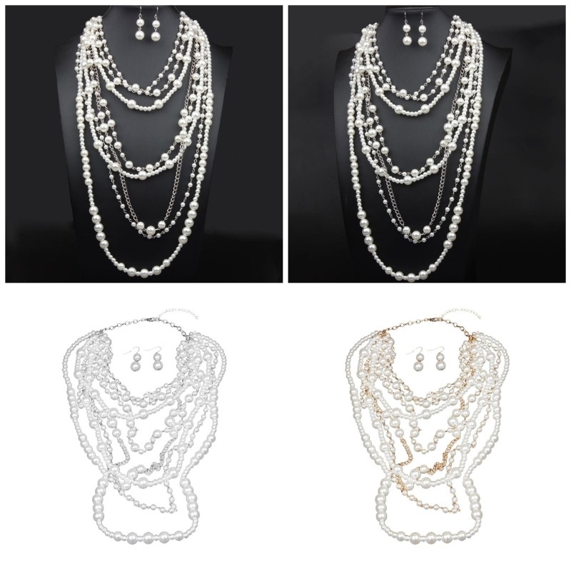 PPY Artistics Pearls สร้อยคอและต่างหูชุดสําหรับสไตล์ที่โดดเด่นชุดลําลอง