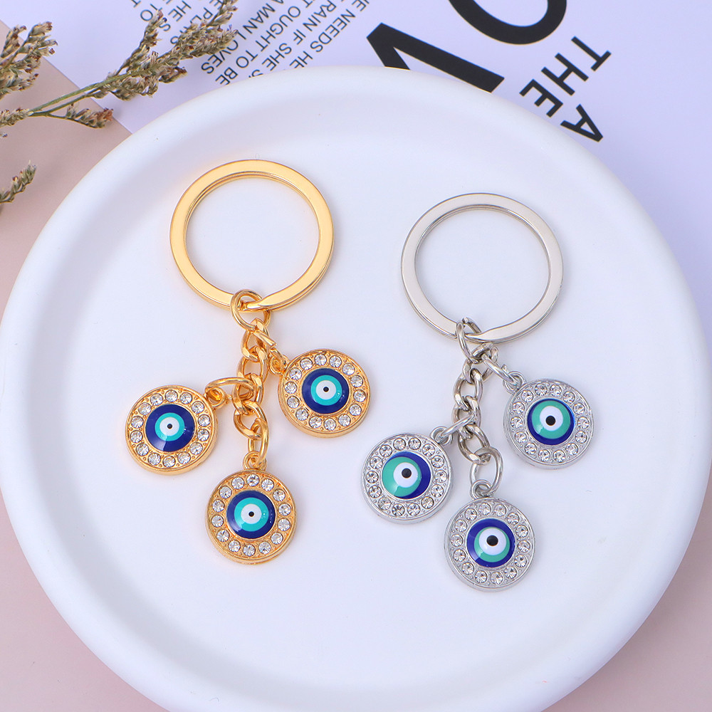 ประณีต Rhinestone Evil Eyes จี้ Key แหวน Good Lucky โลหะตุรกี Blue Eyes แหวนกุญแจรถกระเป๋าเป้สะพายหลัง Accessorries