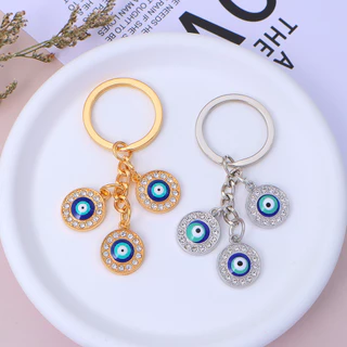 ประณีต Rhinestone Evil Eyes จี้ Key แหวน Good Lucky โลหะตุรกี Blue Eyes แหวนกุญแจรถกระเป๋าเป้สะพายหลัง Accessorries