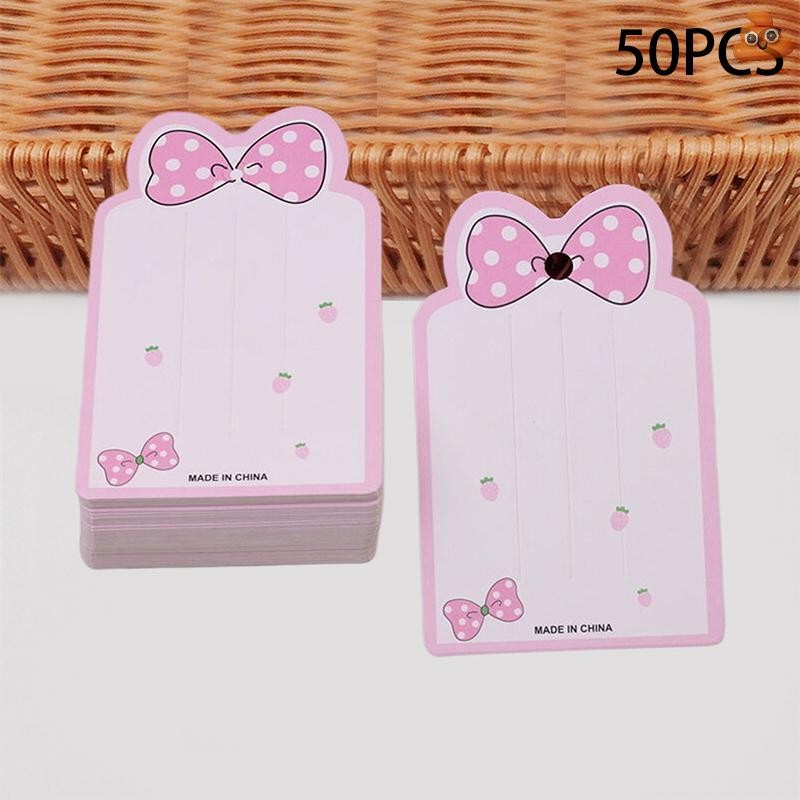 [LO] 50 ชิ้นขอบสีชมพูและโบว์สีชมพูการ์ดแสดงผลสําหรับผมสาย Hairpin Handmade DIY เครื่องประดับกระดาษแข็งแพคเกจคลิปผมสีขาวหัตถกรรมแขวนแท็กการ์ด TH