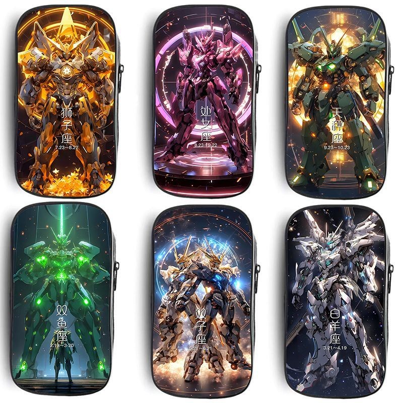 สิบสอง Constellation Mecha Warriors Gundam นักเรียนประถมกล่องดินสอความจุขนาดใหญ่กล่องดินสอกันน้ํา