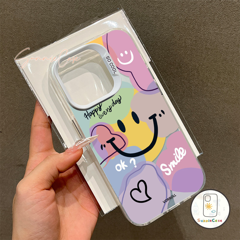 ใบหน้ายิ้มแย้ม เคสไอโฟน12 13 สำหรับ IPhone 16 11 13 12 15 14 Pro Max XR XS X 7Plus 8Plus Max 7 8 Plus SE ความหรูหรา เคส