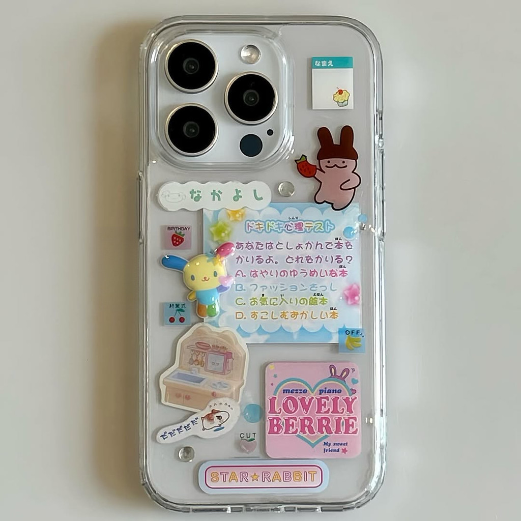 น่ารักสไตล์อินการ์ตูนเนื้อสไตล์โปร่งใสนิ่มสําหรับIphoneกรณี17Promax 17 16promax 15 15promax 14promax