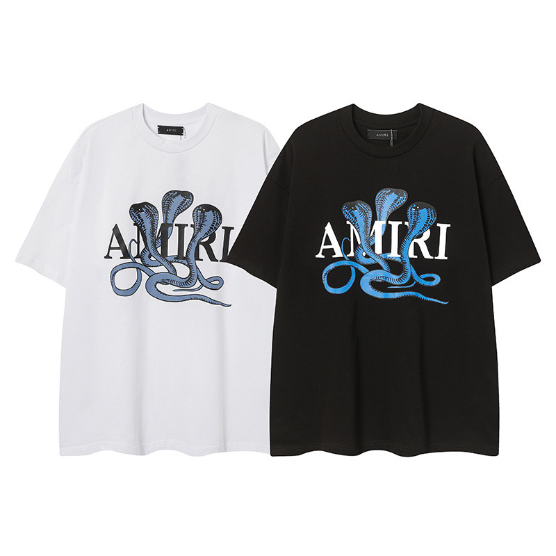 สตรีทแฟชั่นผู้ชายและผู้หญิงผ้าฝ้ายเสื้อยืดจดหมายงูพิมพ์แขนสั้น เสื้อยืด เสื้อลําลอง ไม่จํากัดเพศ