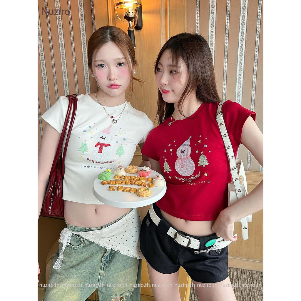 Nuziro christmas outfit - น่ารักคริสมาสต์ snow globe พิมพ์เสื้อยืดแขนสั้น #C001608