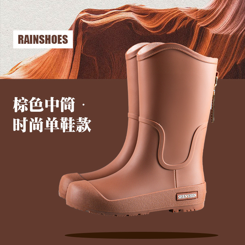 แฟชั่น รองเท้าบูทกันฝนผู้หญิงแบบท่อยาวสไตล์ใหม่, รองเท้ายางกันลื่นกันน้ํา, รองเท้าบูทสตรีทุกคู่