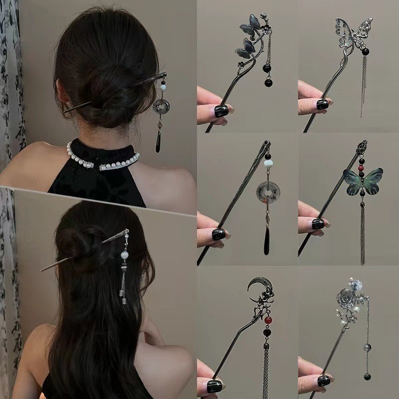สไตล์จีนผีเสื้อพู่hanfu Hairpinผู้หญิงRetroโบราณElegantผมStick Headwear