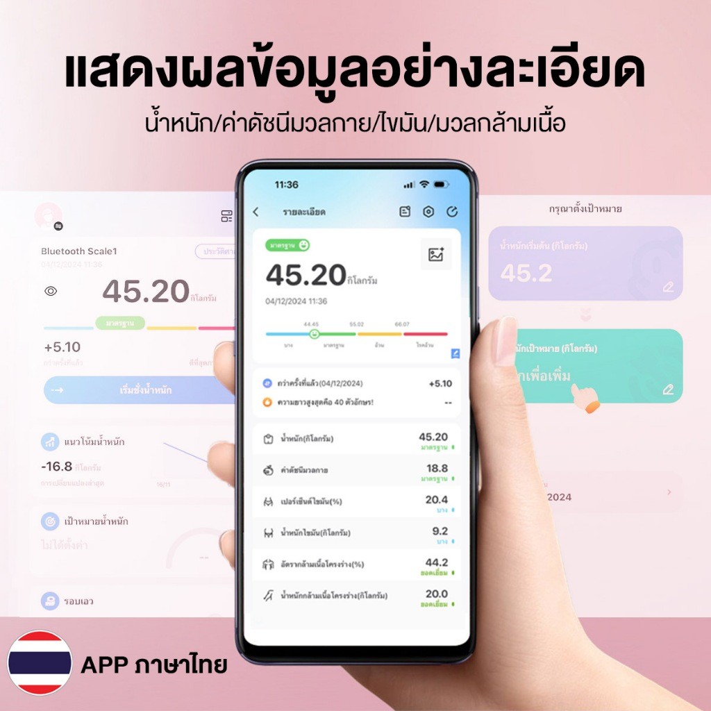 💖 เครื่องชั่งน้ำหนัก อัจฉริยะ 8007 ชาร์จไฟ เชื่อมต่อบลูทูธ มีแอพ 160Kg BMI Smart scale Bluetooth เครื่องชั่งน้ำหนัก - รูปที่ 2