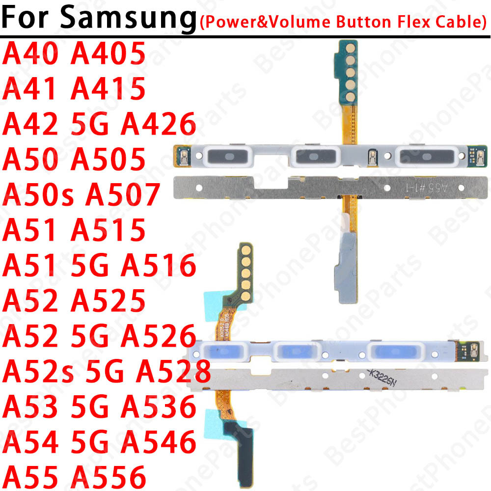 Original ด้านข้างปุ่มสวิทช์สําหรับ Samsung Galaxy A40 A41 A42 A50 A50S A51 A52 A52S A53 A54 A55 5G เปิดสาย Flex