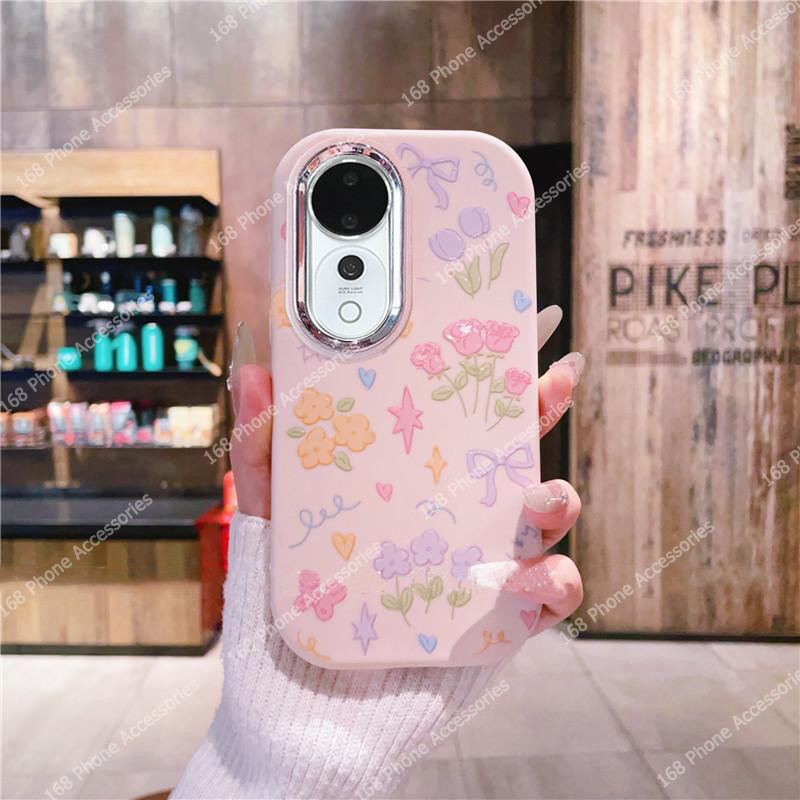 เคส Vivo V40 V30 เคส Vivo V40 V30 Pro เคสน่ารักผีเสื้อโบว์สีชมพูดอกไม้สุนัขน่ารักกันกระแทกเคสพร้อมเลนส์กล้องป้องกันด้านซิลิโคนนิ่ม Ins Style ฝาครอบโทรศัพท์