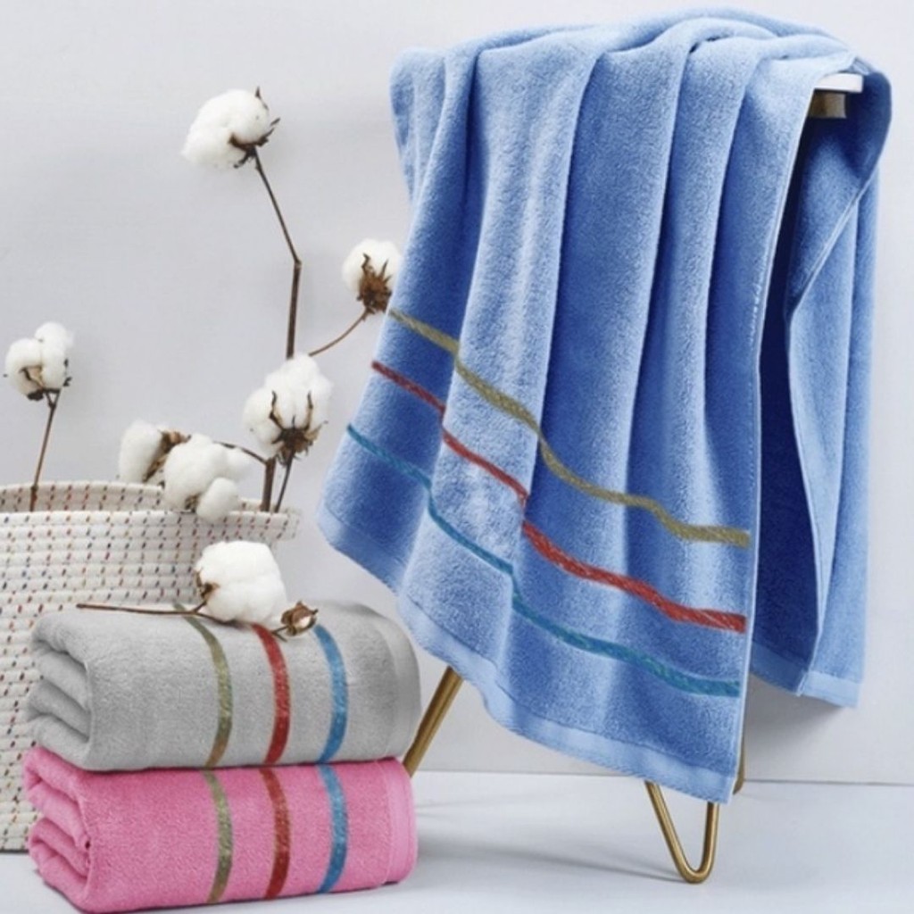 COZII 【350กรัม】ขนาด 140x70 ซม. ผ้าเช็ดตัว ผ้าขนหนู Cotton คอตตอน100% สีเข้ม ซับน้ำได้ดี สำหรับผู้ใหญ่