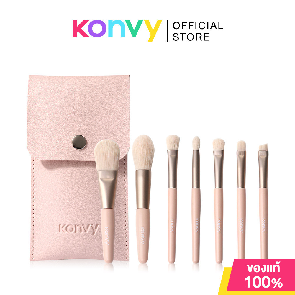 Konvy Novice Portable Makeup Brush Set #Pink [7pcs] คอนวี่ เซทแปรงแต่งหน้าสีชมพู 7 ชิ้น.