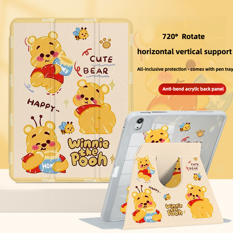 [iPad Air 5] เคส iPad ผึ้งน้ําผึ้งปรับได้ 360 องศา Winnie the Pooh รองรับ iPad gen10 Pro11 2018/2020/2021 Air4 10.9 2020 10.2 Gen9 Gen8 Gen7 air6
