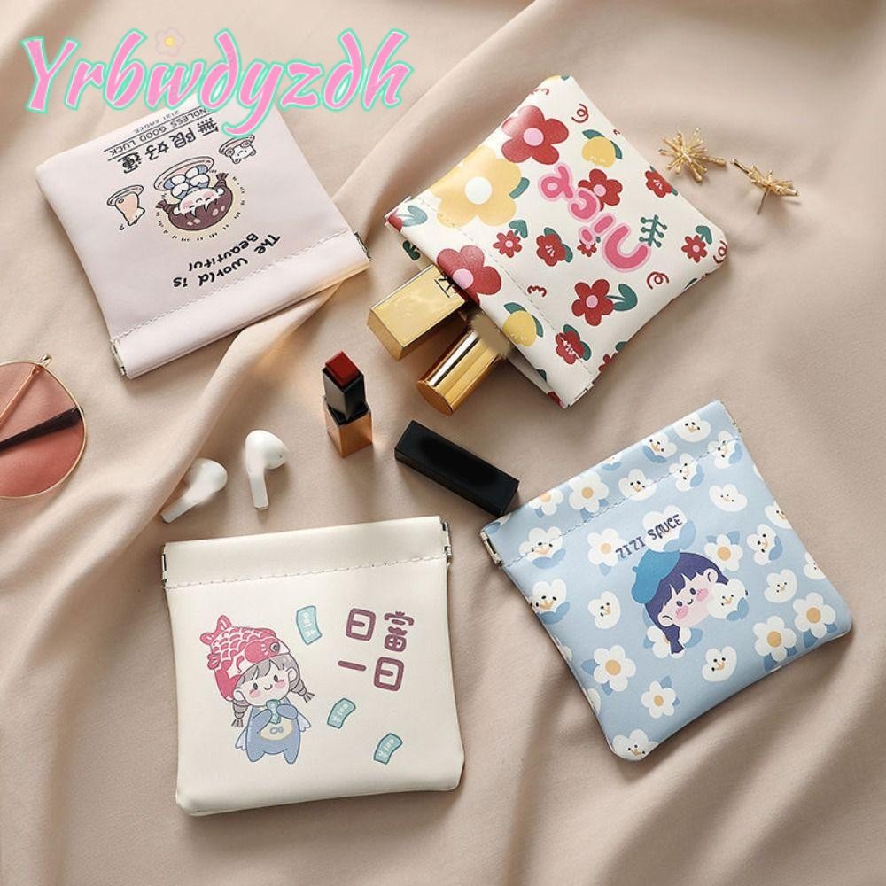 Yrbwdyzdh กระเป๋าเครื่องสําอางขนาดเล็ก, กระเป๋าลิปสติกลายการ์ตูนหนัง Pu นุ่ม, กระเป๋าแต่งหน้าแบบพกพาปิดอัตโนมัติคุณภาพสูง