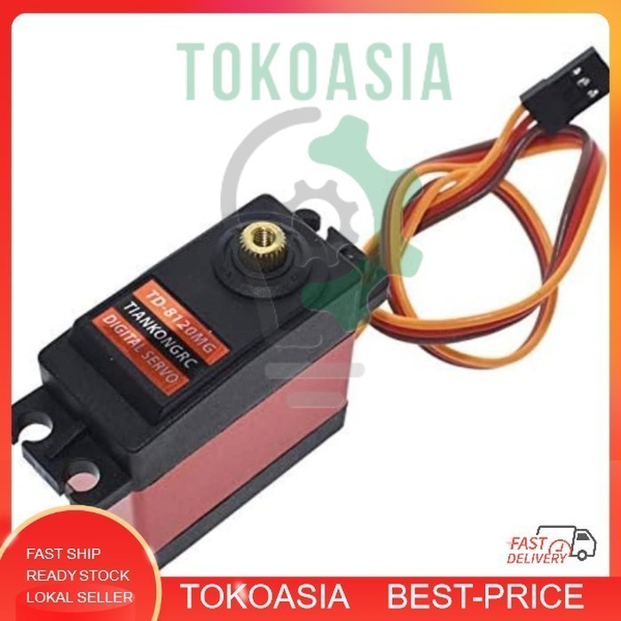 TD-8120MG 20KG เกียร์โลหะกันน้ํามอเตอร์เซอร์โวดิจิตอล TD8120 พร้อมแรงบิดสูง 180 มุม