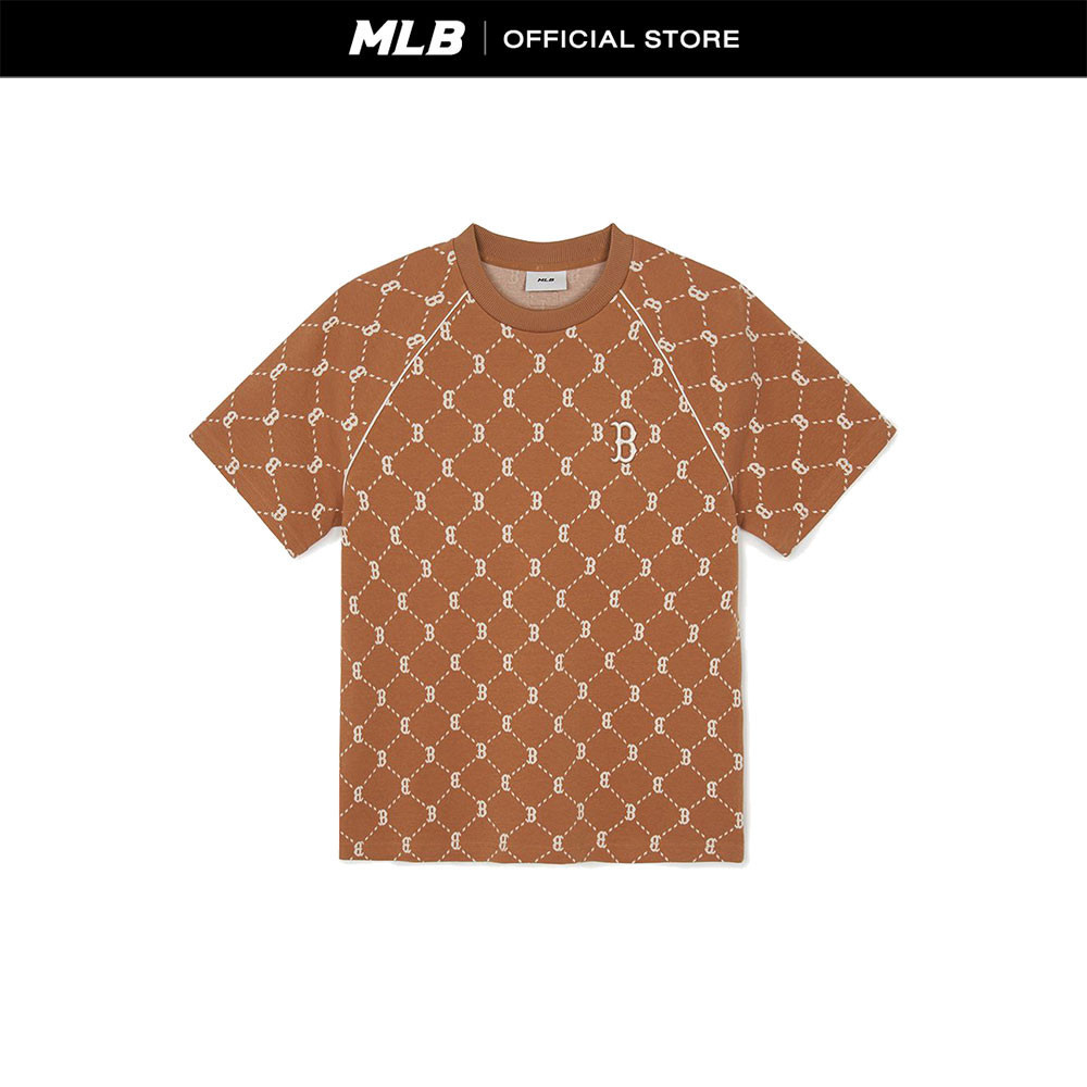 MLB เสื้อยืด ยูนิเซ็กส์ Jacquard Dia Monogram รุ่น 3ATSM0144 43CAS สีน้ำตาล