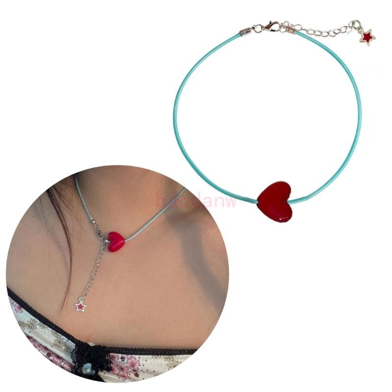 Ppy แฟชั่นสร้อยคอหัวใจสีแดงอารมณ์ Choker Party เครื่องประดับสําหรับผู้หญิงสาว