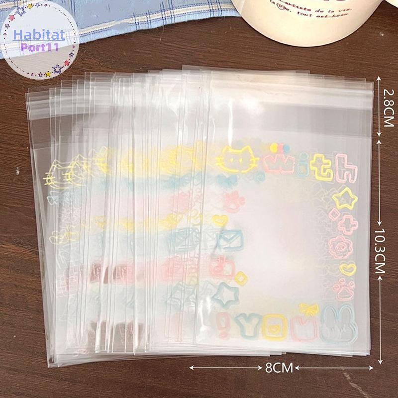 Habitatport 50 ชิ้นโปร่งใสน่ารัก Graffiti ลูกแมว Self-กาว Opp กระเป๋า Kpop Idol Photo การ์ดป้องกันกระเป๋า Photocard การ์ดแขน th