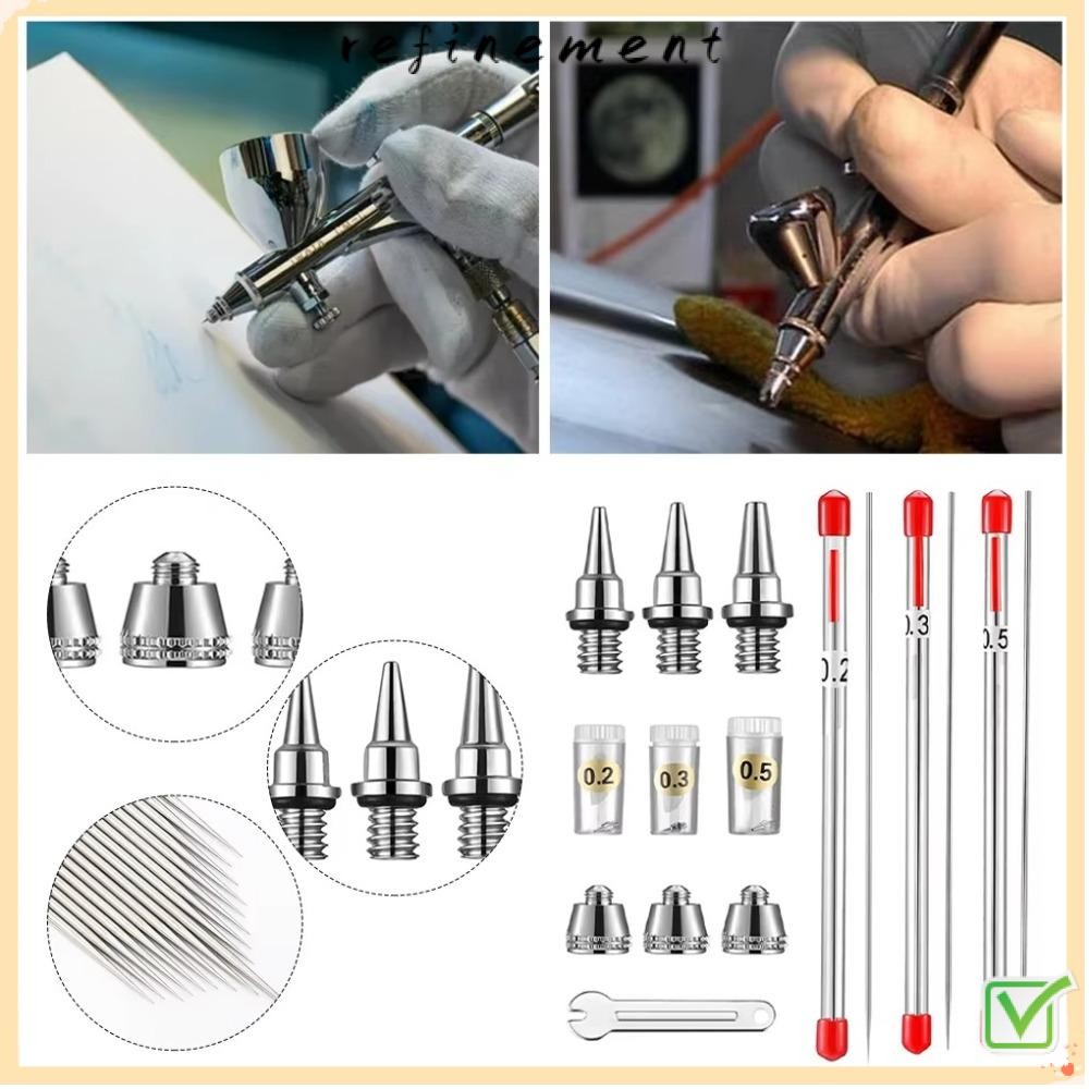 Refinement Airbrush หัวฉีดเข็ม, Easy To And Care เข็ม Protector Airbrush อะไหล่, Airbrushes พ่นสี 0.2/0.3/0.5 มม.เข็มเครื่องมือบํารุงรักษาชุด