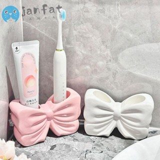 จันท์ ชั้นเก็บยาสีฟัน, ที่วางแปรงสีฟันโบว์สีขาวเซรามิกสีชมพู…