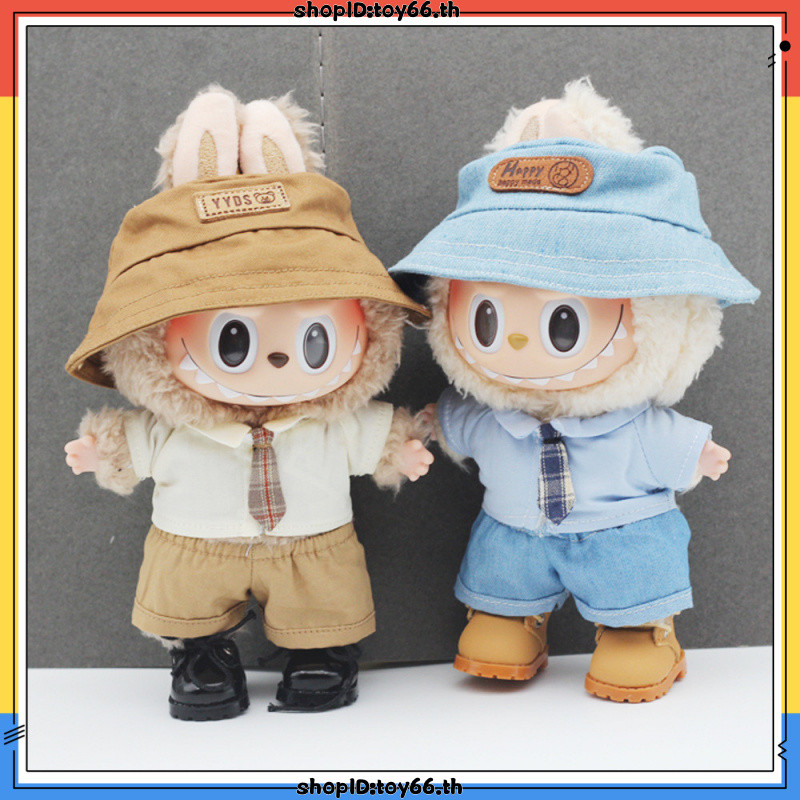 【ไม่รวมตุ๊กตา】กางเกงขาสั้น+เสื้อ+หมวก สําหรับ labubu