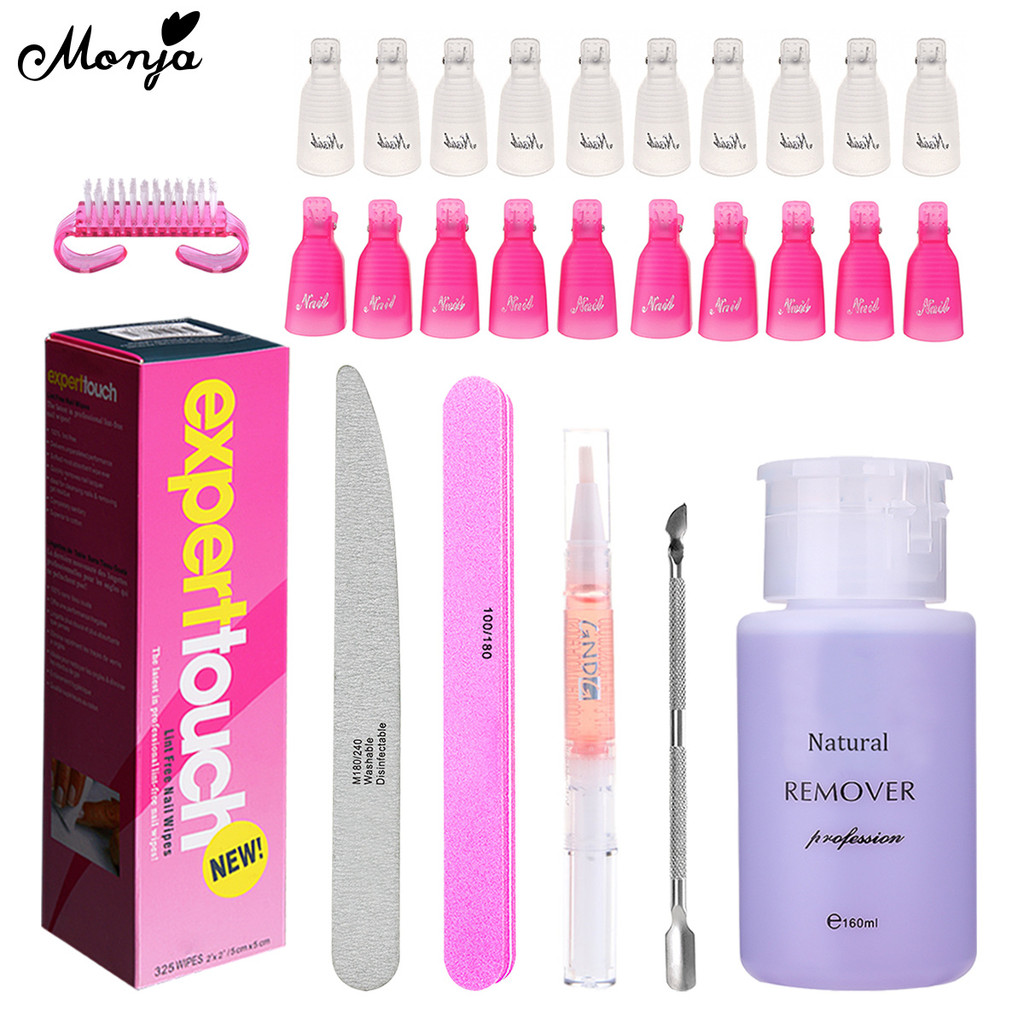 Monja เล็บชุดเจล Polish Remover Soak Off หมวกคลิป Pusher แฟ้มโภชนากระดาษ nails Ship from Thailand