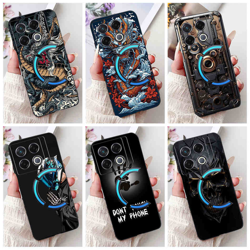 Infinix GT 20 Pro X6871 Cool Dragon Metal Style Pattern Phone Casing Infinix GT20 Pro 5G Black Silicone Soft Case