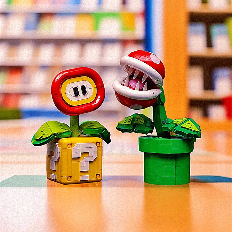 ✅เข้ากันได้กับเลโก้ซูเปอร์มาริโอคําถามเครื่องหมายกล่องปิรันย่าเปลวไฟดอกไม้ชายหญิงประกอบอาคารบล็อกของเล่นของขวัญ - รูปที่ 6