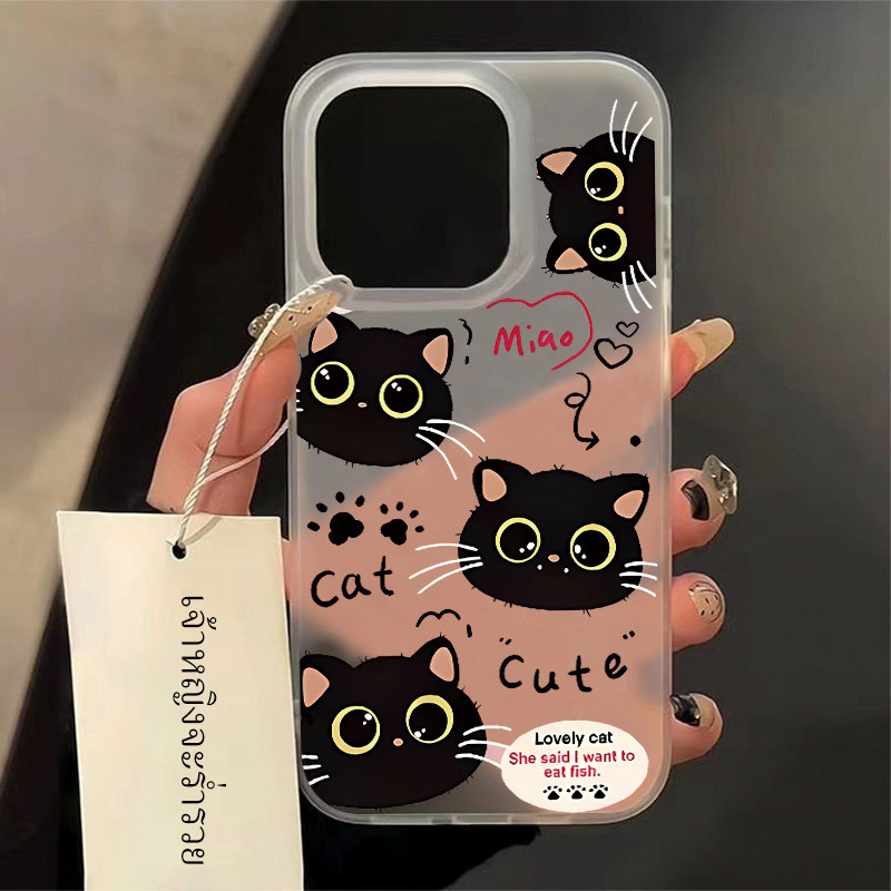🔥ส่งจากไทย🔥 เคสไอโฟน11 แมวดำ เคสโทรศัพท์ โปร่งแสง For iPhone 11 12 13 14 15 16 Pro Max X XS 7 8 Plus XR 7P เคส กันกระแทก - รูปที่ 2